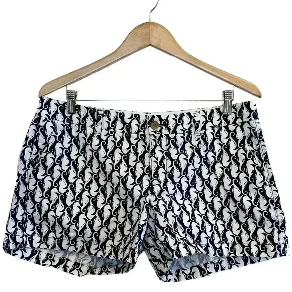 🌈 6/$60, Old Navy Sea Horse, Front & Back Pockets Blue, White Shorts, Size 10